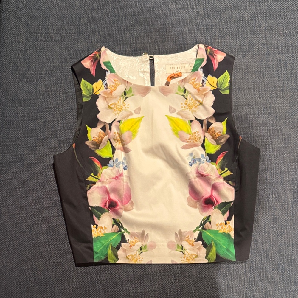 Ted Baker Floral Sleeveless Blouse - Black and Cream